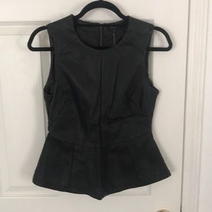Black Pleather Peplum Top